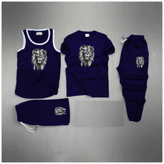Blue Grey-Lion Printed Bundle Of 4 Dry-Fit Complete Summer Deal.