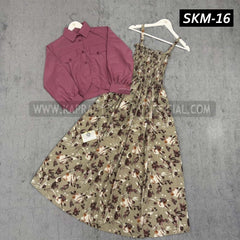 Short Koti & Printed Smoky Maxi Style Western 2-Pcs Stiched Suit. SKM-16