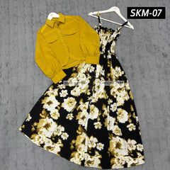 Short Koti & Printed Smoky Maxi Style Western 2-Pcs Stiched Suit. SKM-07
