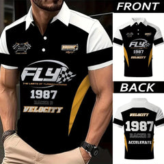 Dry-Fit 3D FLY-1987 Printed Style Half-Sleeve Polo Summer Tshirt. MS3DP-17