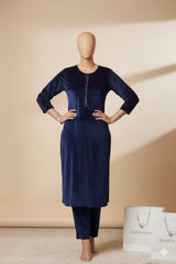 Elegant Velvet Kurti Trouser Set