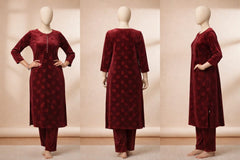 Elegant Velvet Kurti Trouser Set