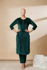 Elegant Velvet Kurti Trouser Set
