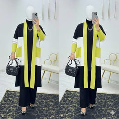 Turkish Patch-Work Gown Style 3-Pcs Winter Co-Ord Set. WWTS-11