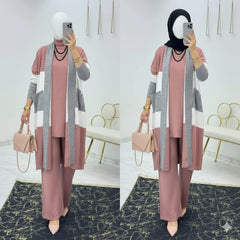 Turkish Patch-Work Gown Style 3-Pcs Winter Co-Ord Set. WWTS-11