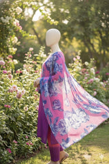 Hot Pink Purple-Imported Crepe Digital 3 Piece Suit-WWF-1112