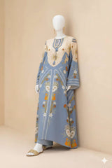 Sky Blue Long Digital Printed Imported Crepe 2 Pcs Suit-WWF-1121