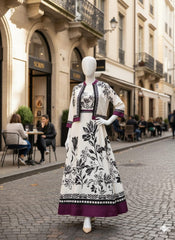 Purple Floral Koti Style Imported Crepe 2 Pcs Suit-WWF-1142