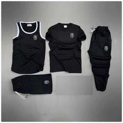 Black Grey-Lion Logo Printed Bundle Of 4 Dry-Fit Complete Summer Deal.