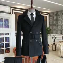 KingsMen Belt Style Casual Winter Fleece Coat. MWJ-409