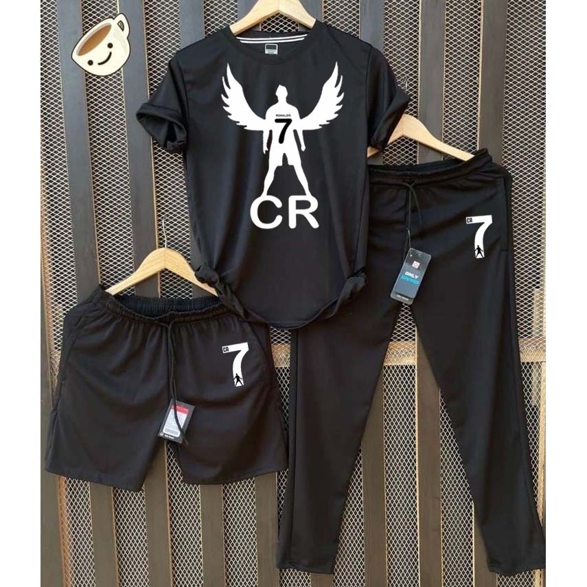 Black Cr-7 Wings Bundle Of 3 Dry-Fit Premium Quality Summer Suit.
