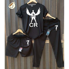Black Cr-7 Wings Bundle Of 3 Dry-Fit Premium Quality Summer Suit.