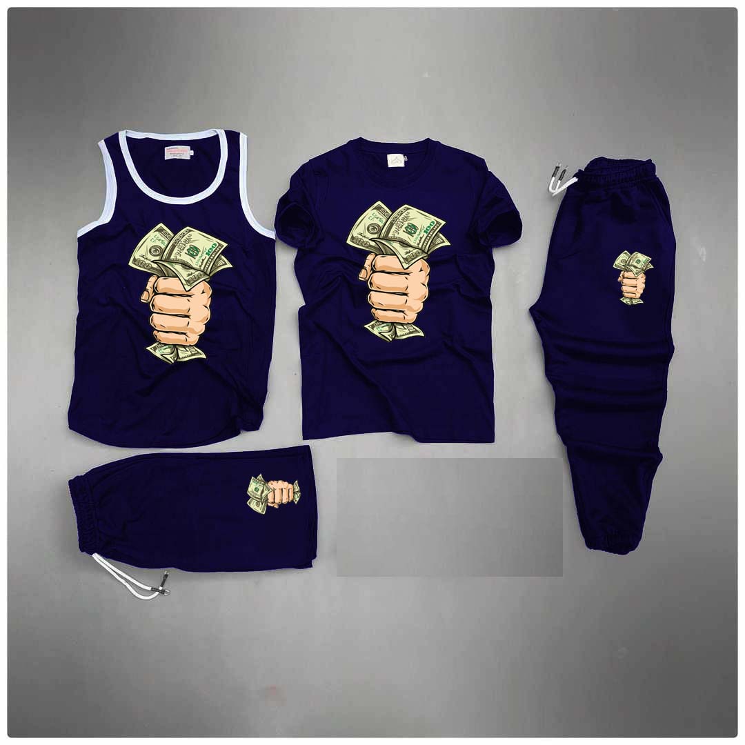 Blue Dollar Capture Printed Bundle Of 4 Dry-Fit Complete Summer Deal.