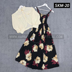 Short Koti & Printed Smoky Maxi Style Western 2-Pcs Stiched Suit. SKM-20