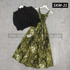 Short Koti & Printed Smoky Maxi Style Western 2-Pcs Stiched Suit. SKM-21