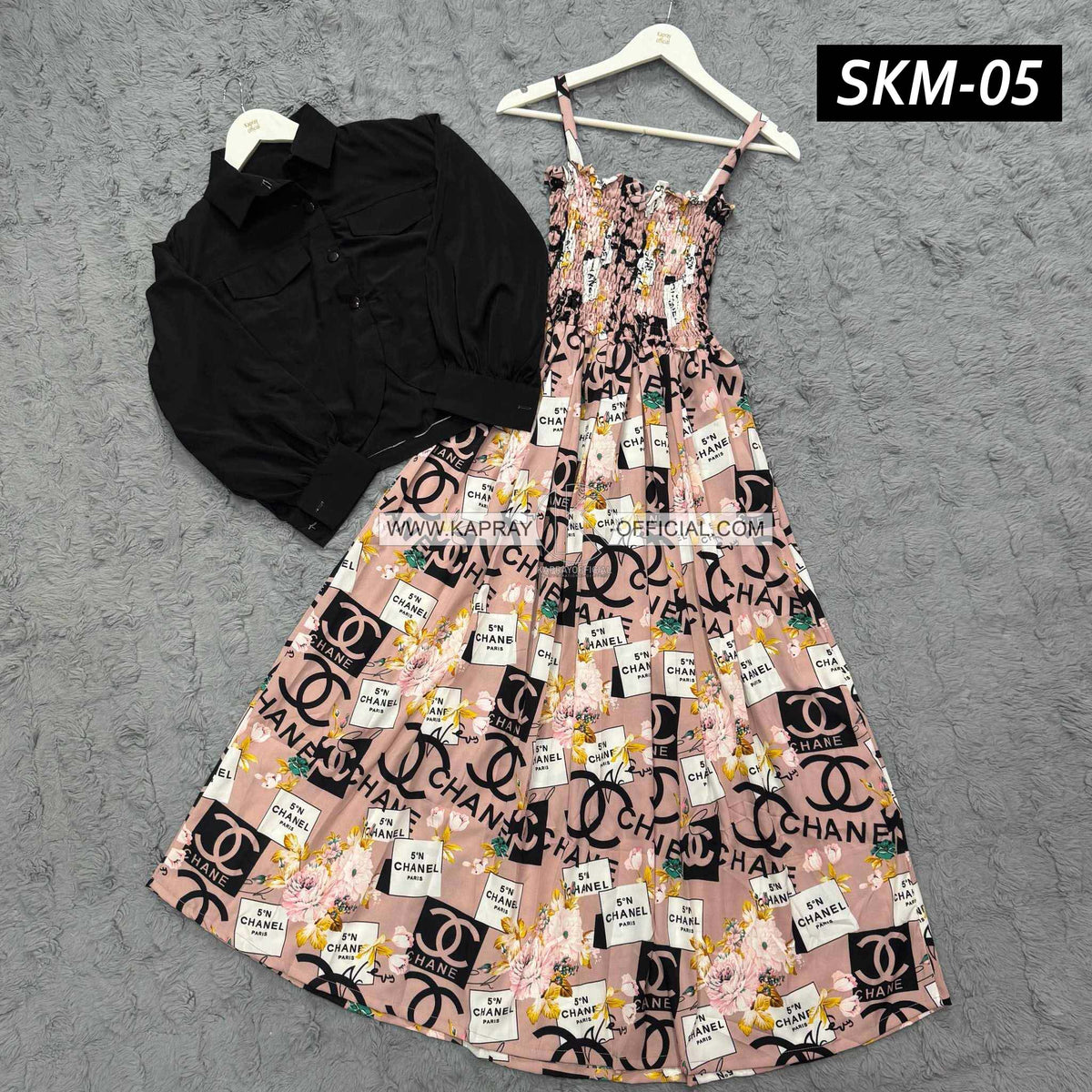 Short Koti & Printed Smoky Maxi Style Western 2-Pcs Stiched Suit. SKM-05