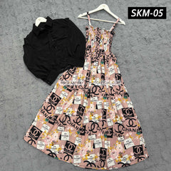 Short Koti & Printed Smoky Maxi Style Western 2-Pcs Stiched Suit. SKM-05