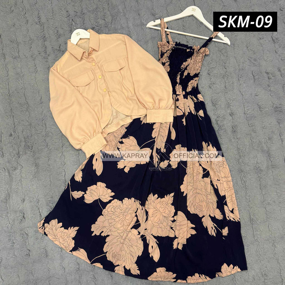 Short Koti & Printed Smoky Maxi Style Western 2-Pcs Stiched Suit. SKM-09