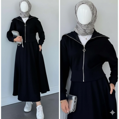 Drop Shoulder Short Jacket Skirt Style 2-Pcs Winter Co-Ord Set. WWTS-35