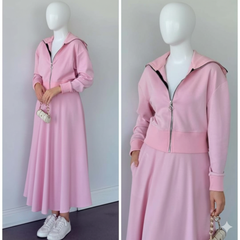 Drop Shoulder Short Jacket Skirt Style 2-Pcs Winter Co-Ord Set. WWTS-35