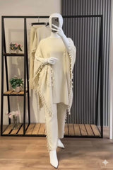 Open-Shawl Style Lace Work 2-Pcs Winter Co-Ord Set. WWTS-07