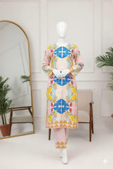 European Style Pastel Art Printed Imported Crepe 2 Pcs Suit-WWF-1127