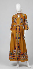 Mustard Maxi Style Digital Printed Imported Crepe 2 Pcs Suit-WWF-1133