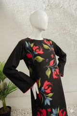 Midnight Rose Long Shirt Style Imported Crepe 2 Pcs Suit-WWF-1141