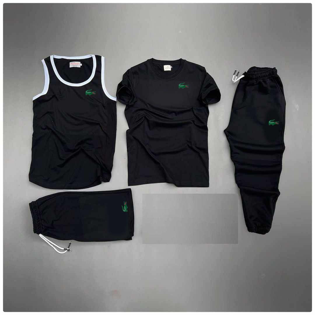 Black Green-Croc Logo Printed Bundle Of 4 Dry-Fit Complete Summer Deal.