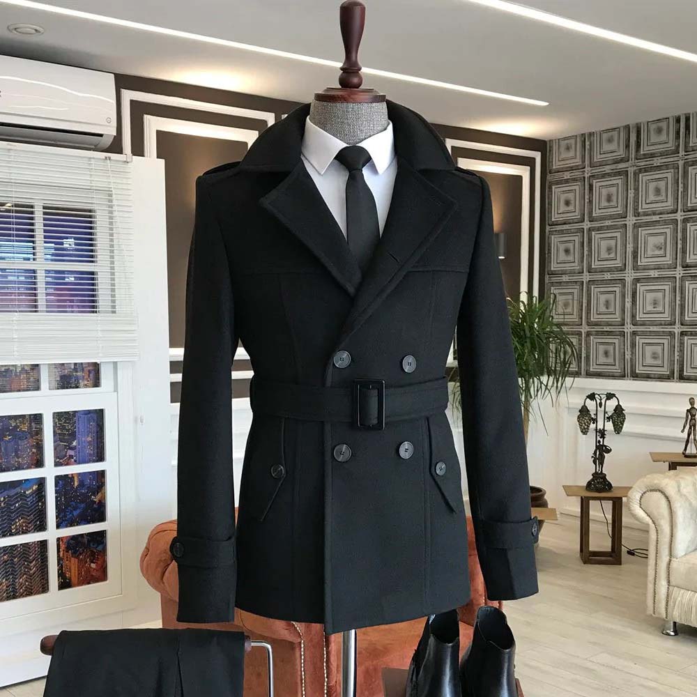 KingsMen Belt Style Casual Winter Fleece Coat. MWJ-409