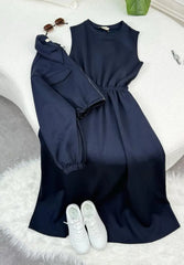 Drop Shoulder Short Jacket Maxi Style 2-Pcs Winter Co-Ord Set. WWTS-15