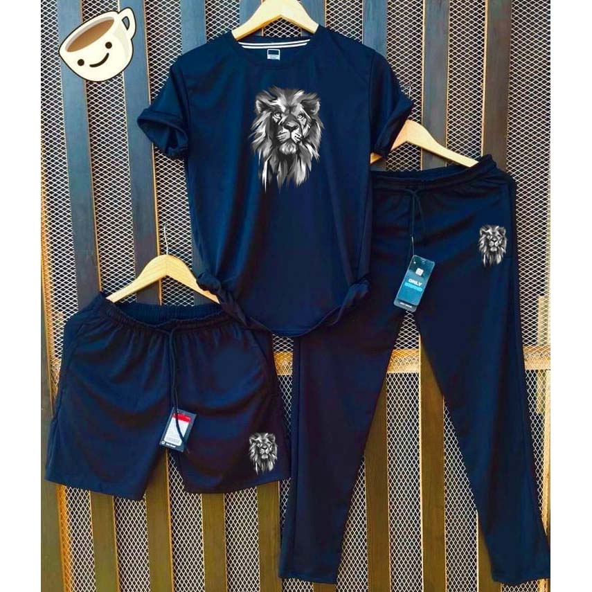 Blue Grey-Lion Bundle Of 3 Dry-Fit Premium Quality Summer Suit.