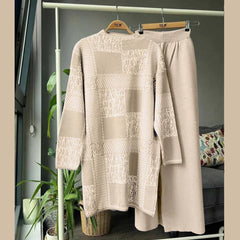 Texture Printed Long Premium Quality Winter 2-Pcs Tracksuit For Her. WWTS-04